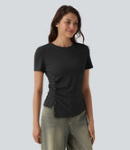 T-shirt col rond manches courtes avec boutons-pression