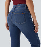 Jean ajusté Halara Flex™ taille mi-haute double ceinture avec poches