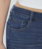 Jean décontracté Halara Flex™ grande taille, taille haute, multiples poches, jambes droites, effet délavé, en maille extensible