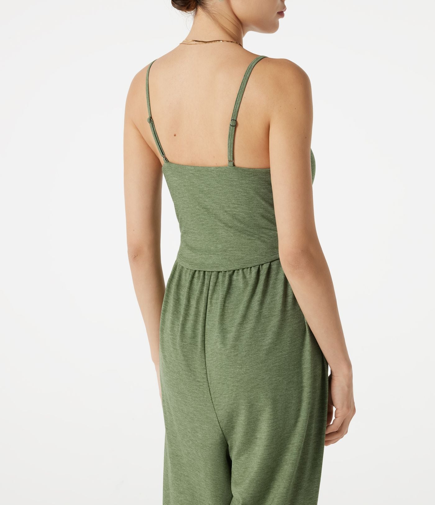 Combinaison jogging décontractée chinée à bretelles réglables, soutien-gorge intégré froncé et poches - Édition Easy Peasy