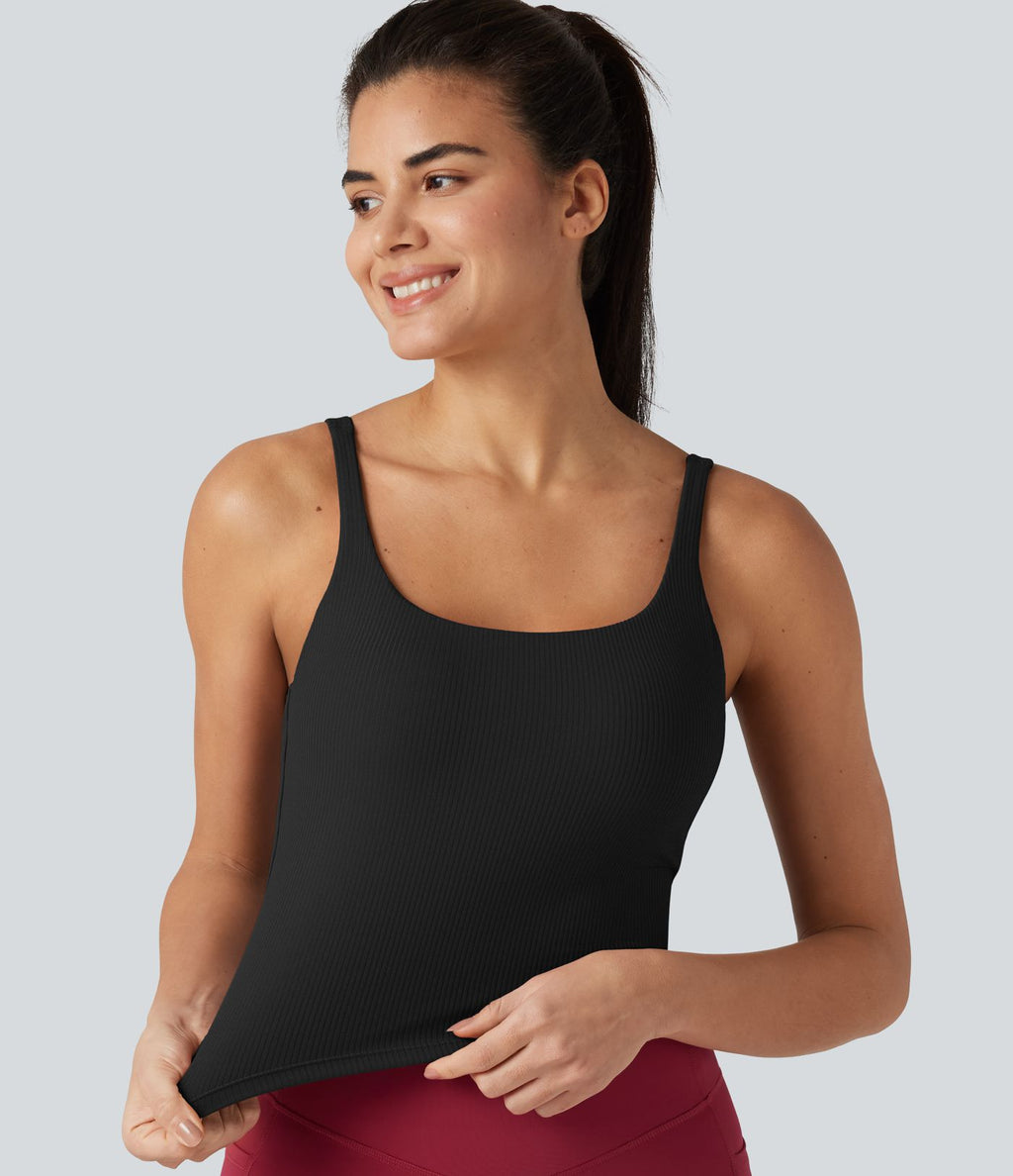 Débardeur de danse dos nu col U avec soutien-gorge intégré