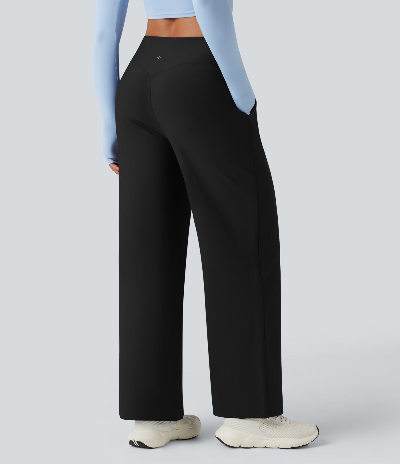 Pantalon de yoga ample thermique en polaire, dos en V, taille haute, avec poches