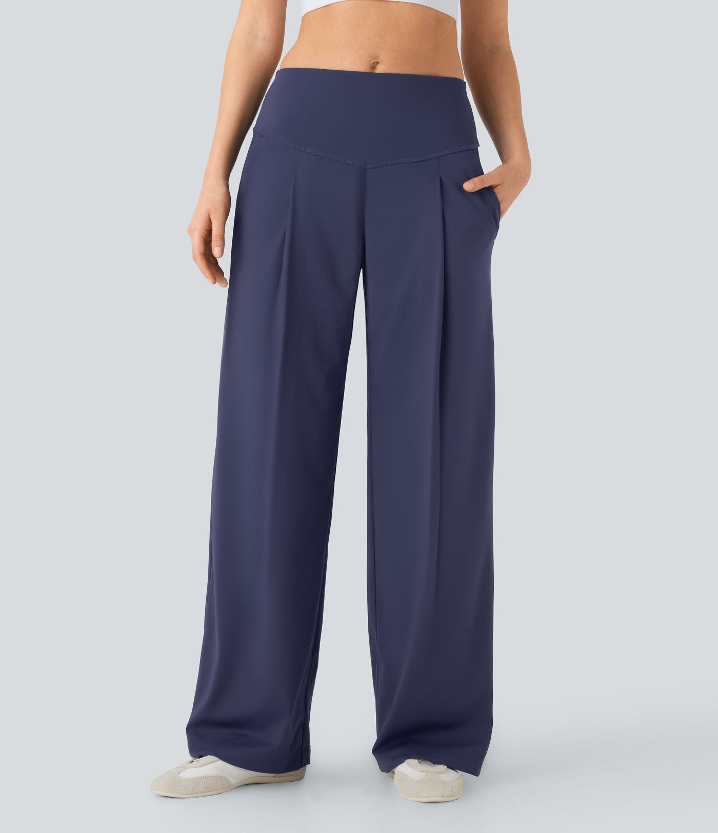 Pantalon de yoga droit gainant taille haute à séchage rapide avec poches SoftlyZero™