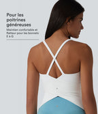 Caraco de yoga col rond échancré à dos croisé et ourlet croisé avec brassière intégrée — Bonnets E-G