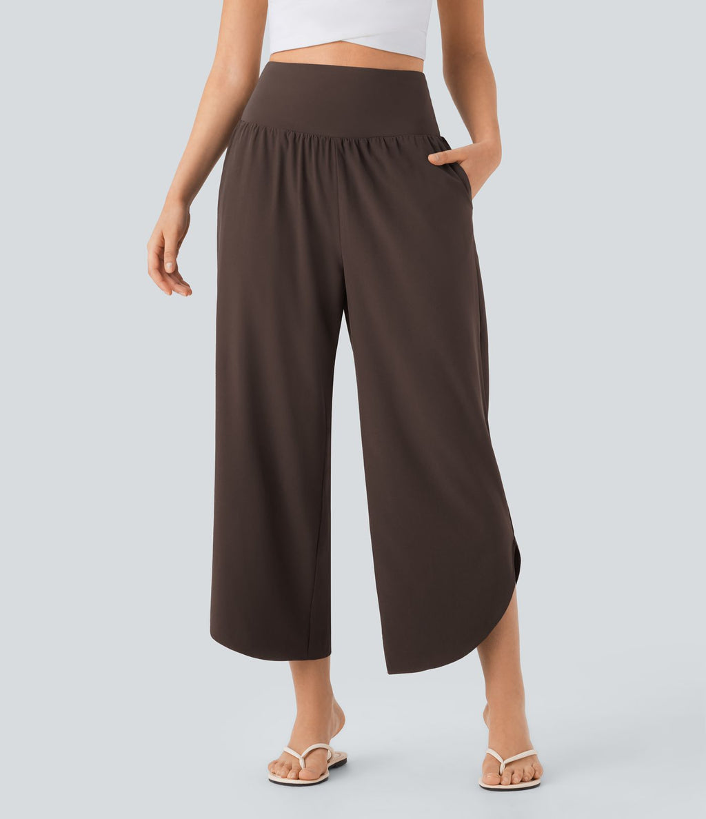 Pantalon fluide resort Breezeful™ à séchage rapide, coupe fendue et effet ventre plat
