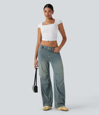 Jean parachute casual Halara Flex™ tricot extensible taille basse cordon ajustable avec multiples poches