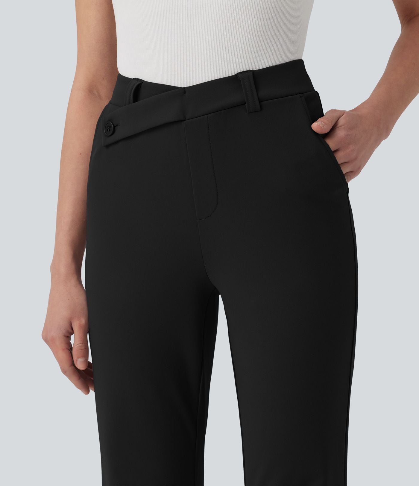 Pantalon tailleur Halara Flex™ évasé asymétrique taille haute avec poches