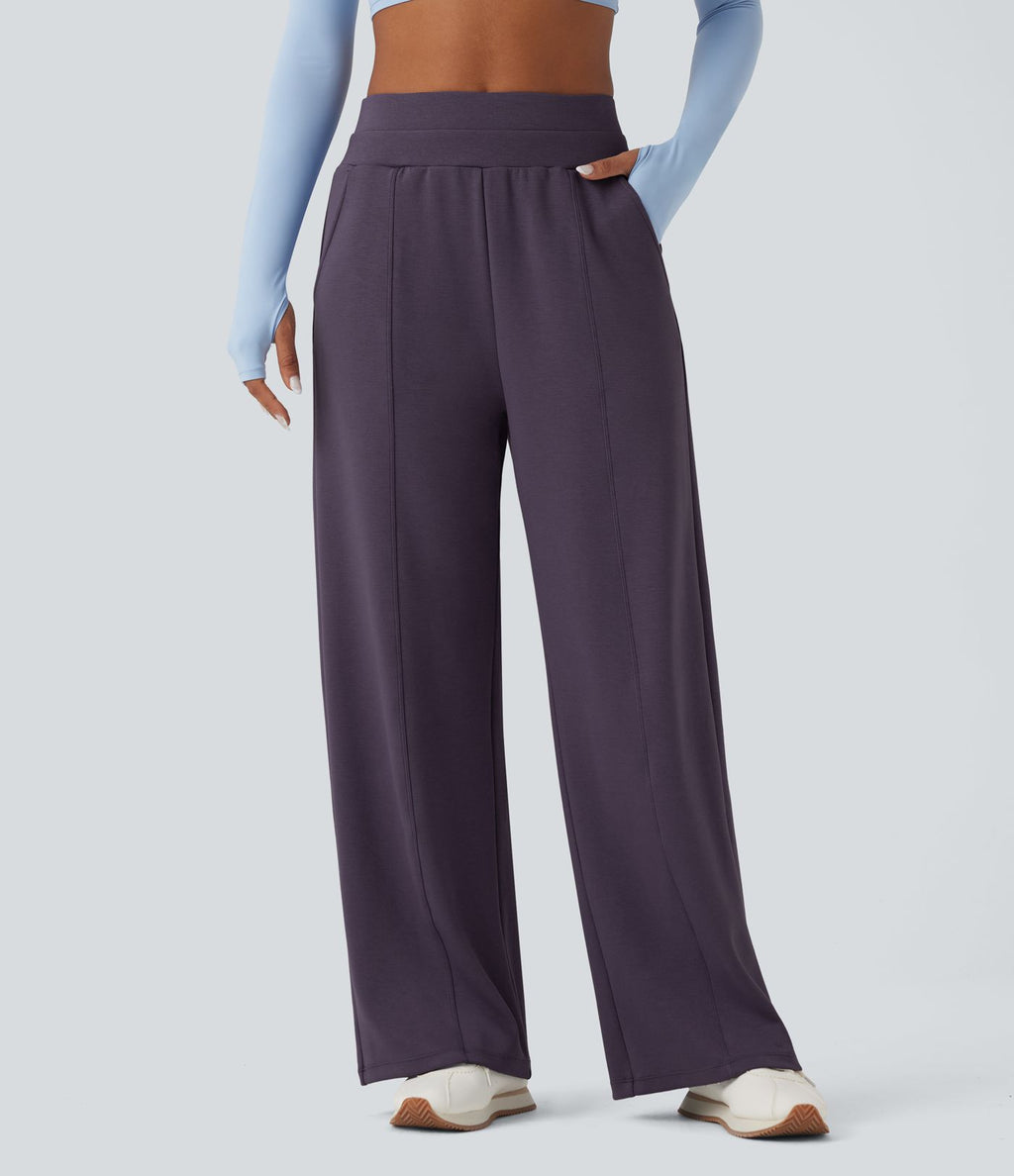 Pantalon de yoga ample taille haute avec poches