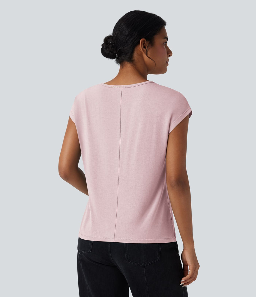 T-shirt casual col V manches courtes