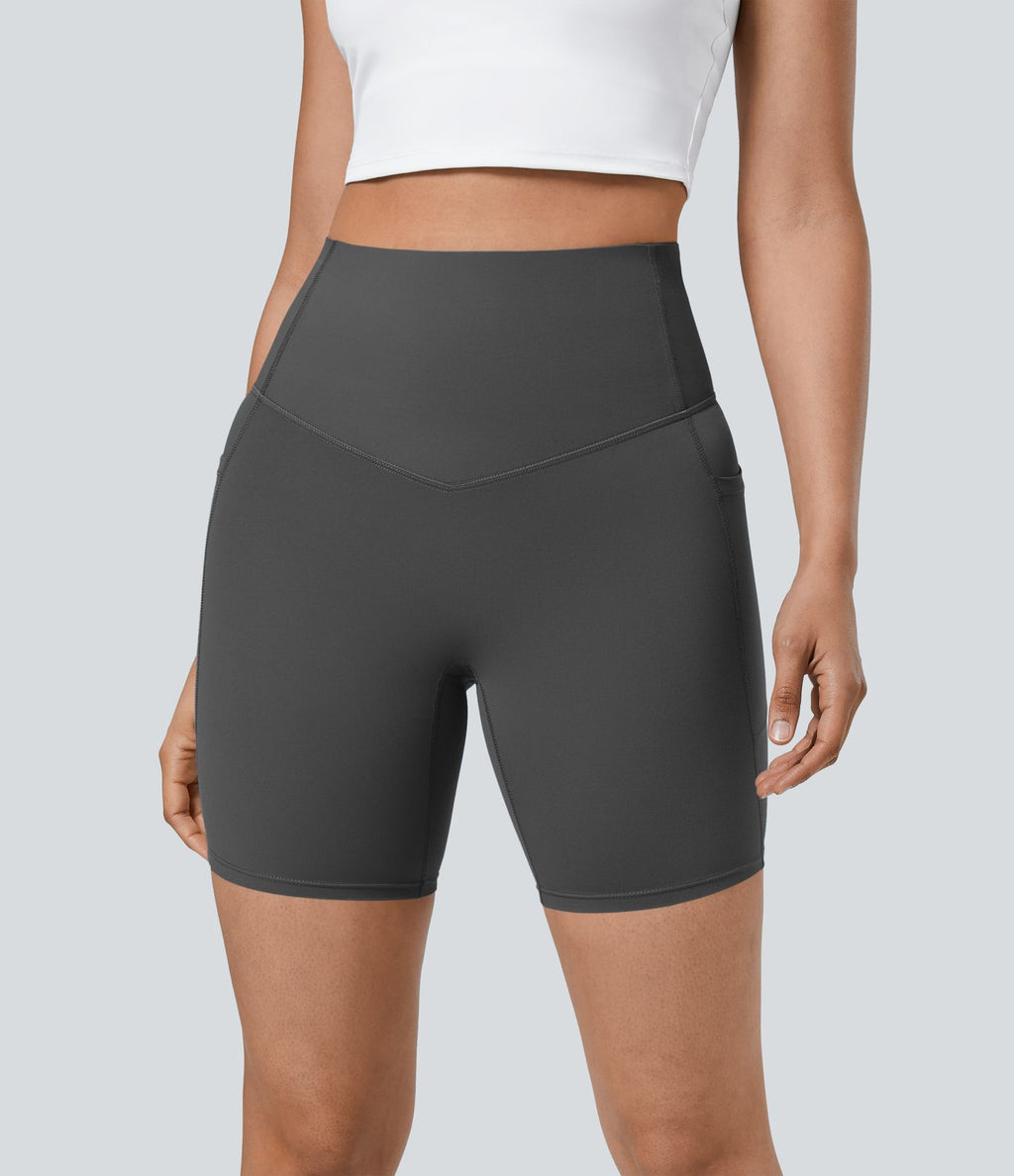 Short cycliste 17,5 cm d'entraînement gainant taille haute avec poches Halara UltraSculpt™