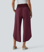 Breezeful™ Pantalon Fluide Vacances Séchage Rapide Taille Haute Croisée Poches Latérales Plissées Fente