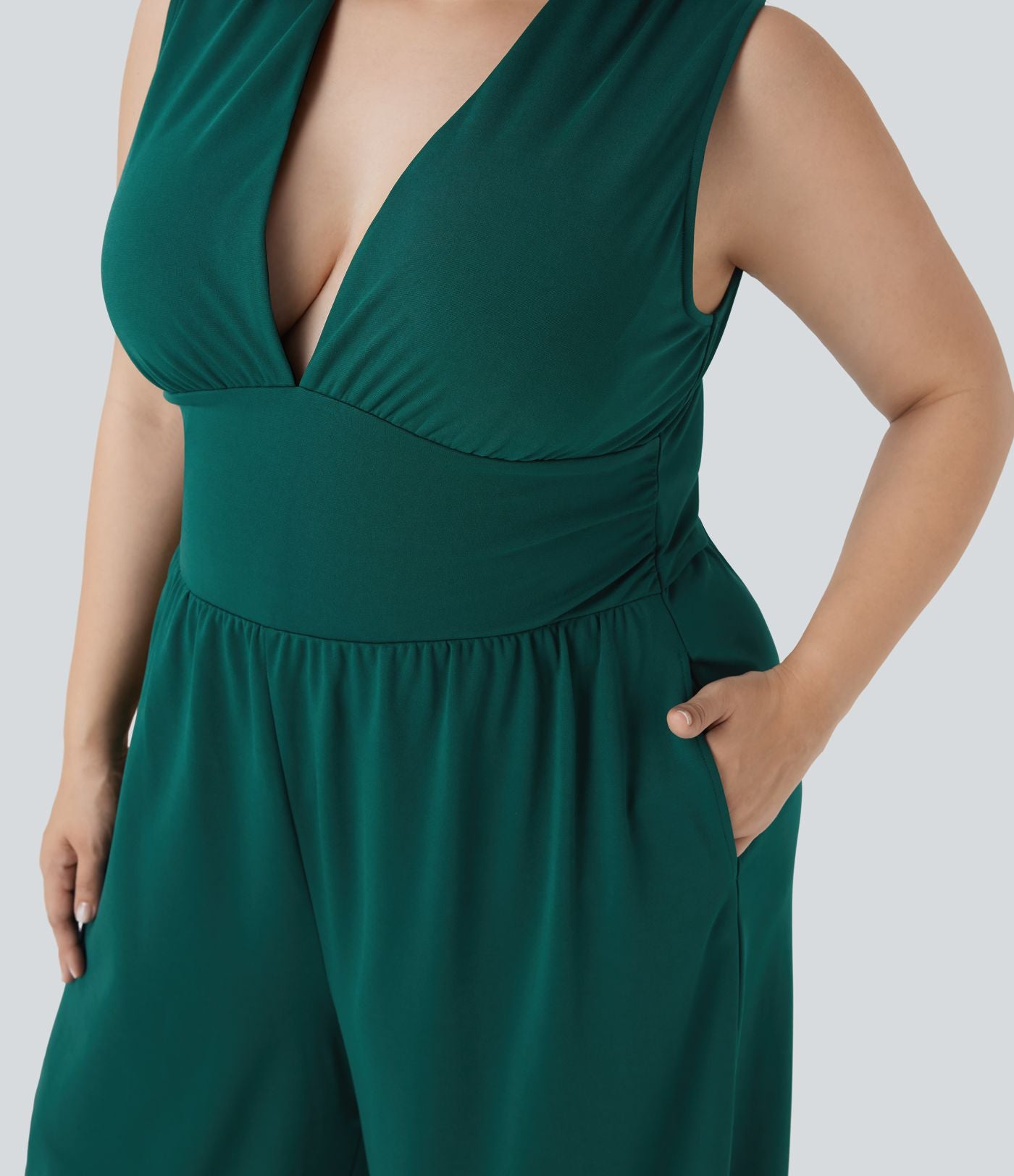 Combinaison grande taille col V sans manches avec poches - Édition Easy Peasy