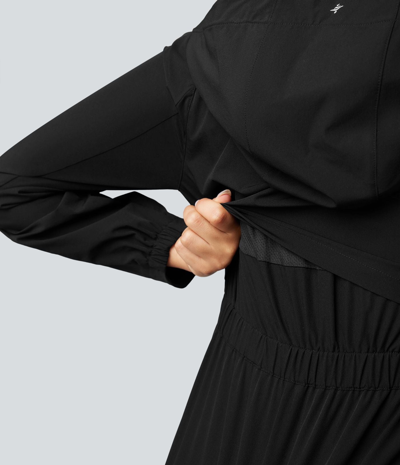 Veste de randonnée déperlante résistante à l'abrasion à capuche avec mesh contrastant et poches