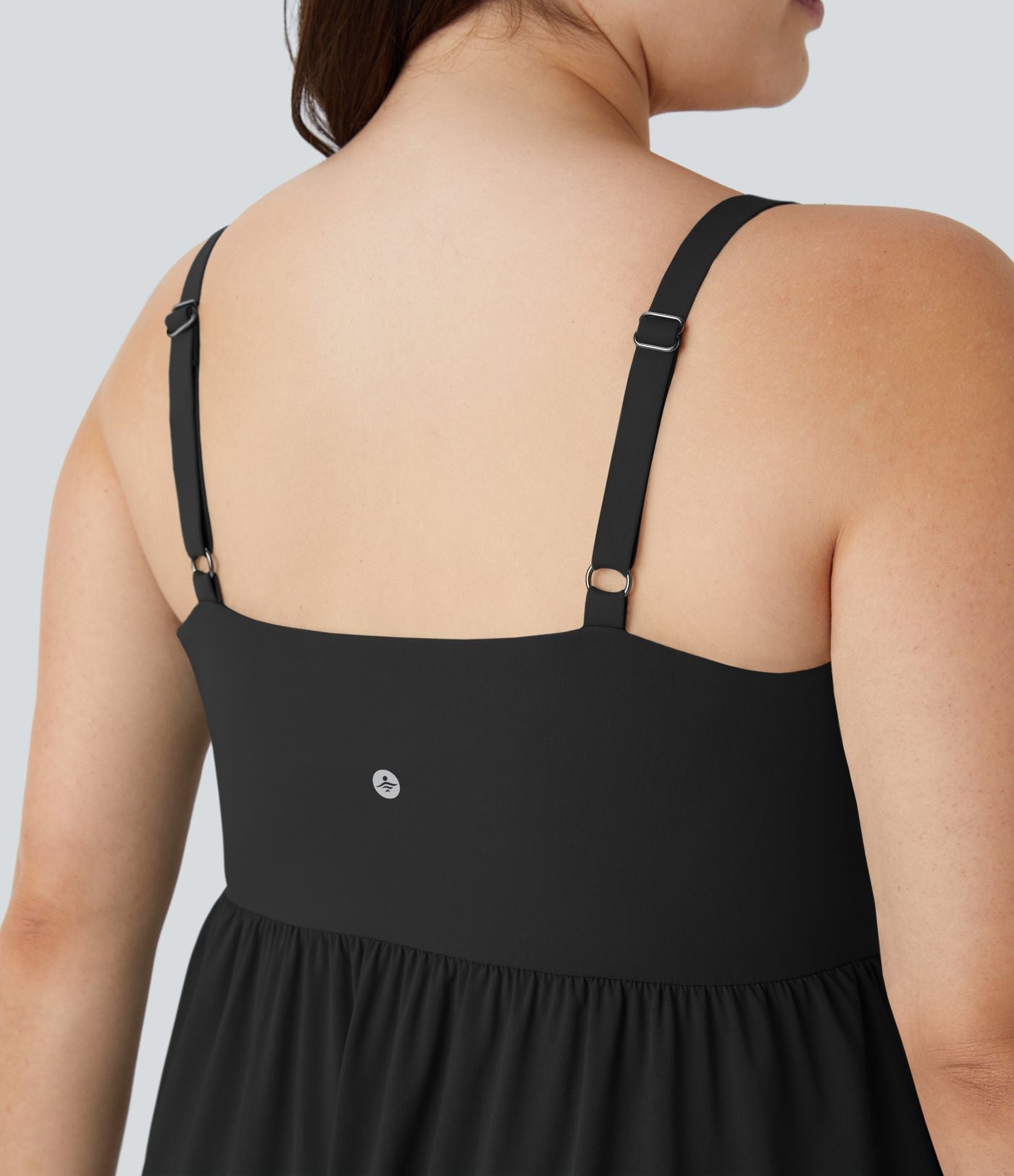 Breezeful ™ Dos Nu Asymétrique Ourlet Croisé 2 Pièces Poche Latérale Fluide Midi Séchage Rapide Casual Robe Grande Taille