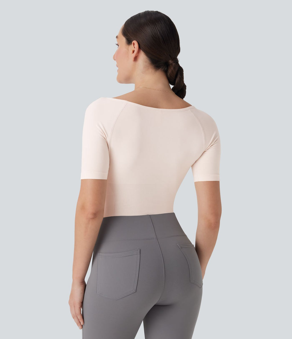Combinaison de travail lissante décolleté bateau avec bretelles de jambe ajustables sans couture OneForm Seamless Flow - Easy Peasy