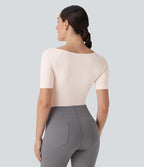 Combinaison de travail lissante décolleté bateau avec bretelles de jambe ajustables sans couture OneForm Seamless Flow - Easy Peasy