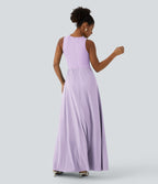 Combinaison Breezeful™ à séchage rapide pour demoiselles d'honneur et invitées de mariage, sans manches, avec fermeture éclair, poches latérales et détails contrastés
