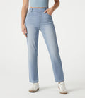 Jean droit Halara Flex™ à taille haute, poches multiples, effet délavé et tissu extensible