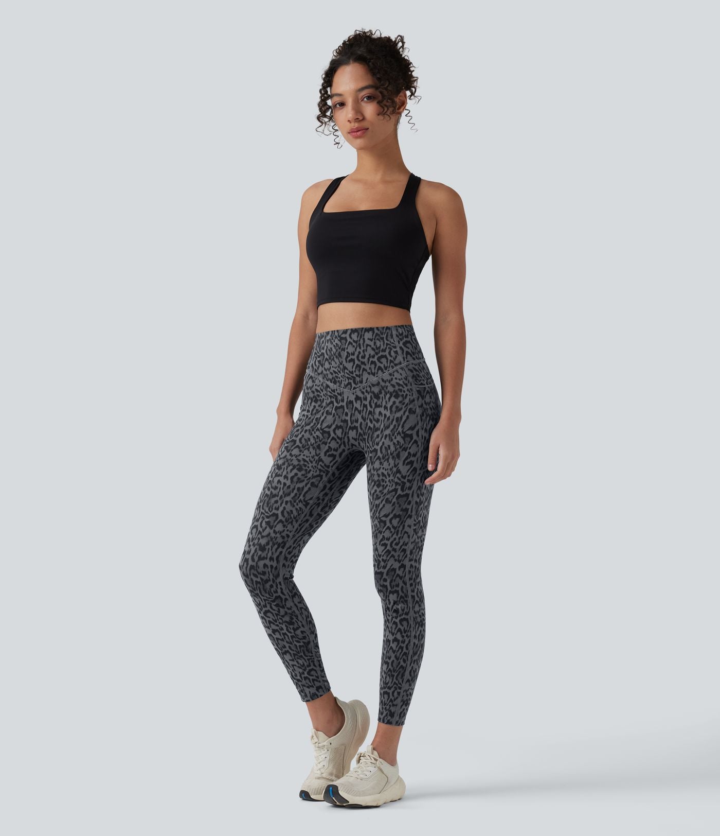 Legging d'entraînement taille haute gainant effet push-up imprimé léopard Halara UltraSculpt™ avec poches