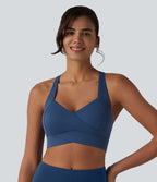Brassière de sport SoftlyZero™ Plush maintien léger dos nu avec découpes et brassière intégrée