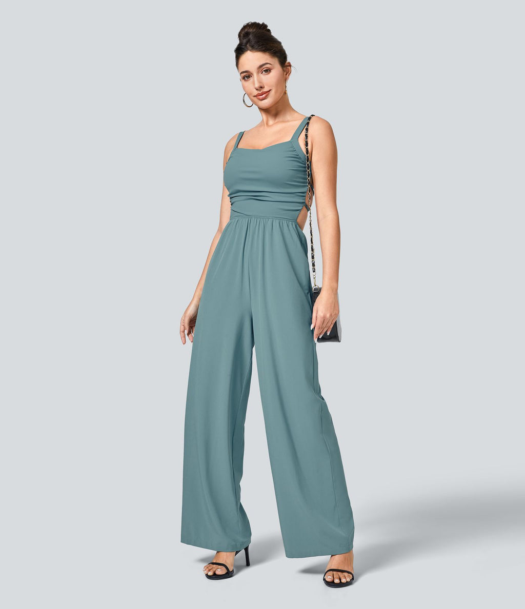 Breezeful™ Combinaison Casual Dos Nu Croisé avec Lacets et Poches Latérales à Séchage Rapide