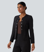 Blazer travail ouvert col rond manches longues