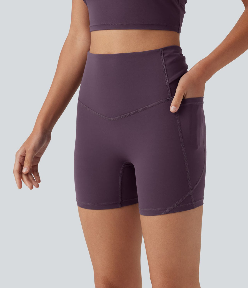 Short biker de yoga Halara UltraSculpt™ taille haute avec détail torsadé au dos, poches, 12,5 cm