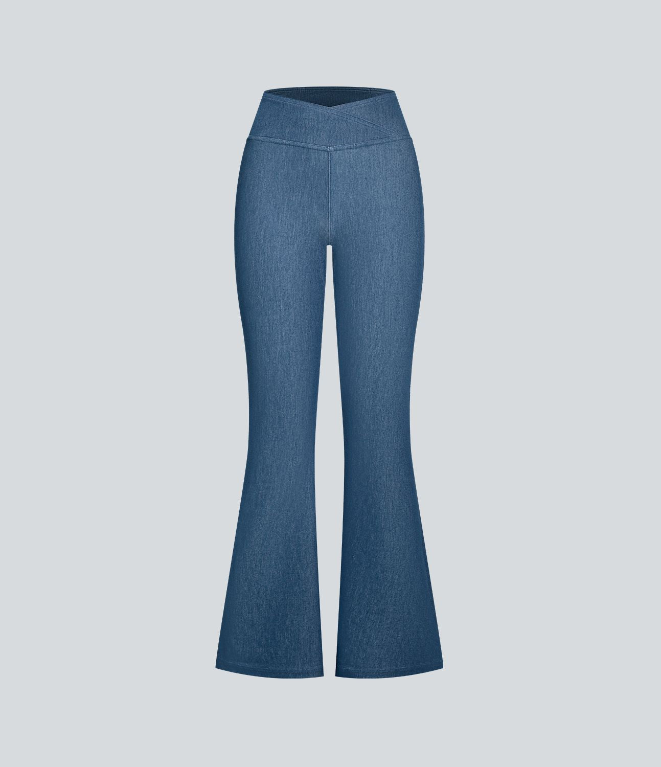 Halara Flex™ Jean Évasé Casual en Tricot Stretch Taille Haute avec Dos Croisé et Poches