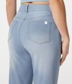 Jean droit Halara Flex™ à taille haute, poches multiples, effet délavé et tissu extensible