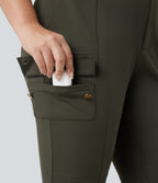 Pantalon cargo grande taille pedal pusher ajusté taille haute DayStretch avec poches