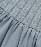 Robe casual mini fluide col rond à manches courtes avec mesh contrasté