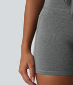 Short cycliste de yoga Halara UltraSculpt™ chiné, taille haute, cordon de serrage, séchage rapide, 12,5 cm, avec poches