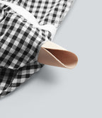 Robe débardeur midi décontractée à col rond sans manches avec soutien-gorge intégré en tissu froissé vichy avec poches