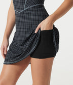 Robe mini décontractée à carreaux Halara UltraSculpt™ avec corset à encolure carrée, brassière intégrée 2-en-1 et poches - Easy Peasy