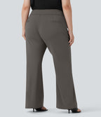 Pantalon tailleur évasé grande taille taille haute Halara Flex™ DayStretch avec poches zippées latérales