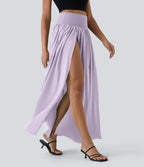Breezeful™ Jupe Taille Haute Casual Maxi Séchage Rapide Fluide Fente Plissée 2 en 1