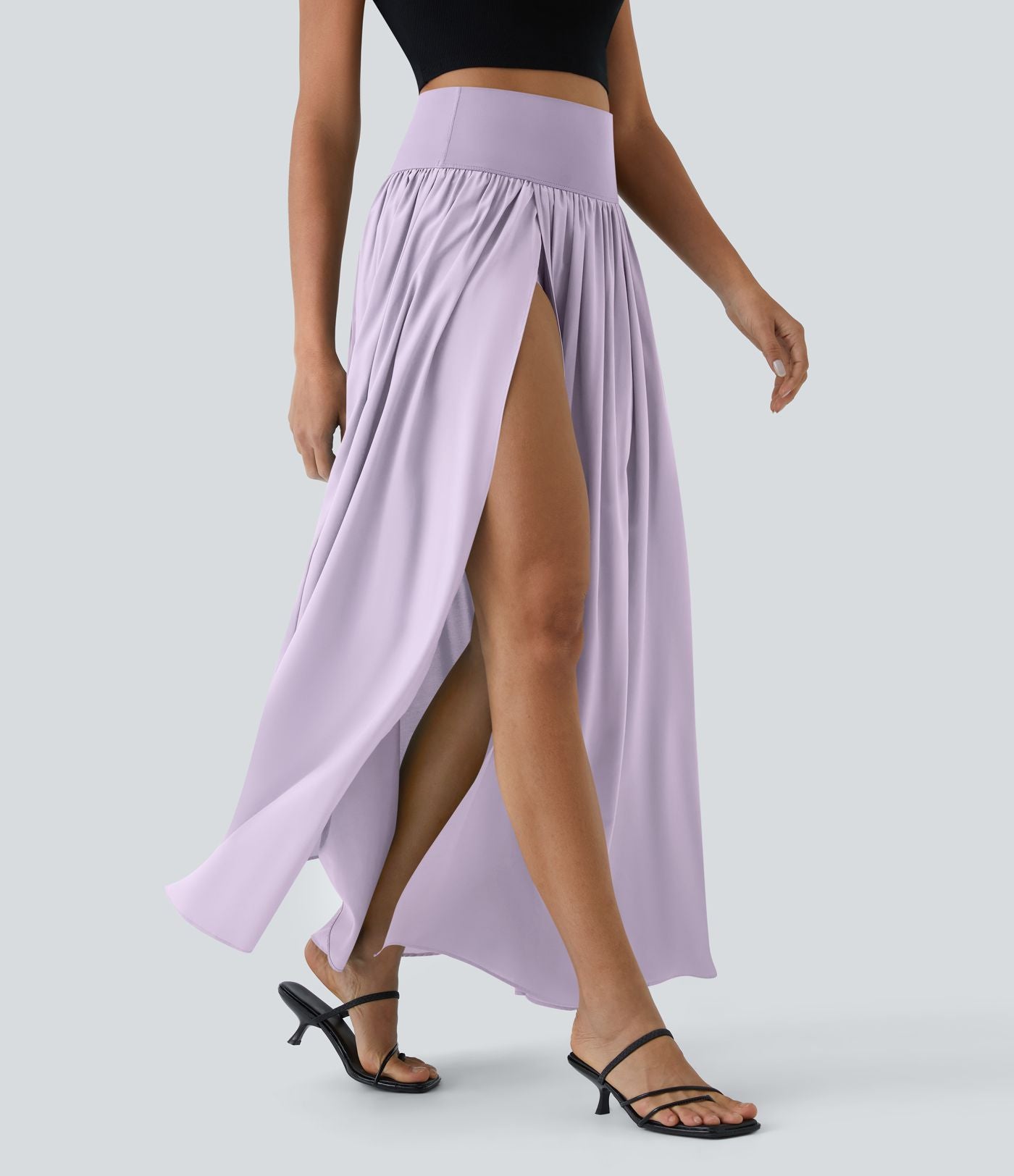 Breezeful™ Jupe Taille Haute Casual Maxi Séchage Rapide Fluide Fente Plissée 2 en 1