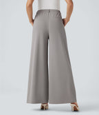 Pantalon tailleur Halara Flex™ palazzo crêpe jambe large taille haute avec poches