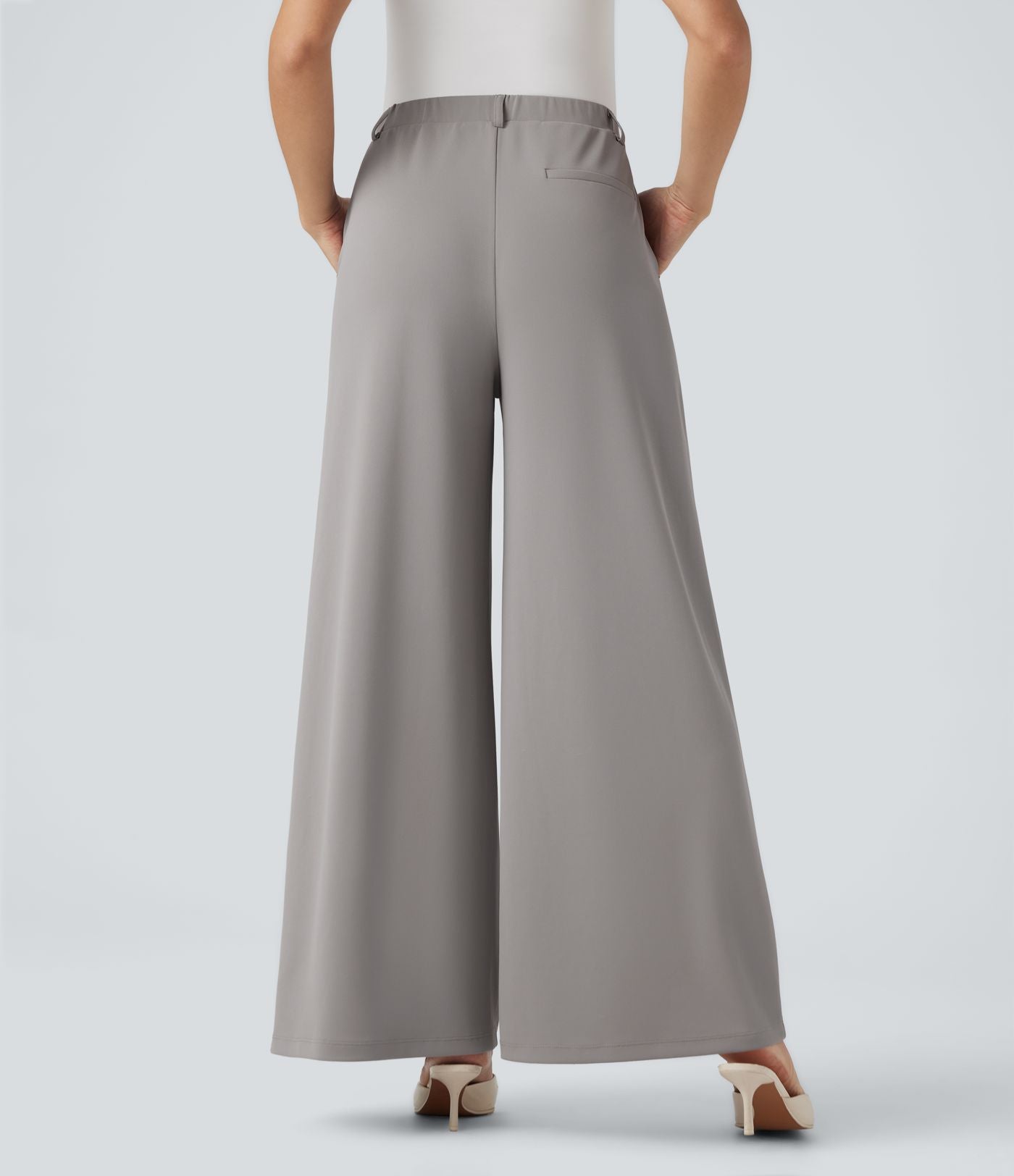 Pantalon tailleur Halara Flex™ palazzo crêpe jambe large taille haute avec poches