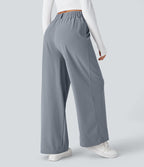 Pantalon Tailleur Large Fluide Halara Flex™ Gaufré Taille Haute Poches Latérales
