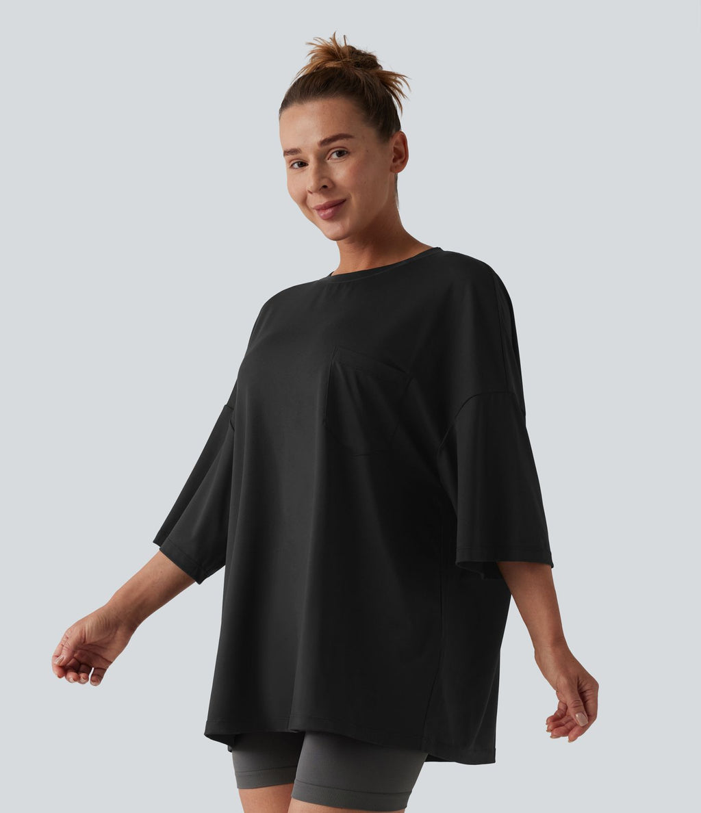 T-shirt décontracté col rond avec poche