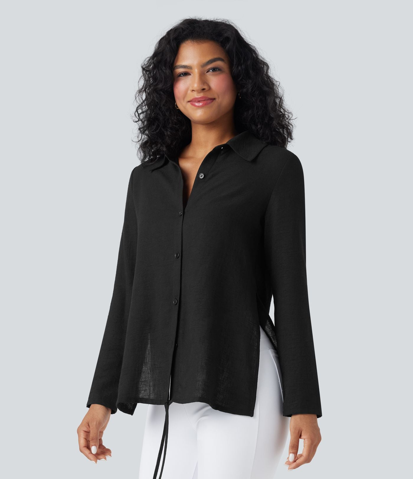 Chemise tailleur portefeuille manches longues avec lien dos