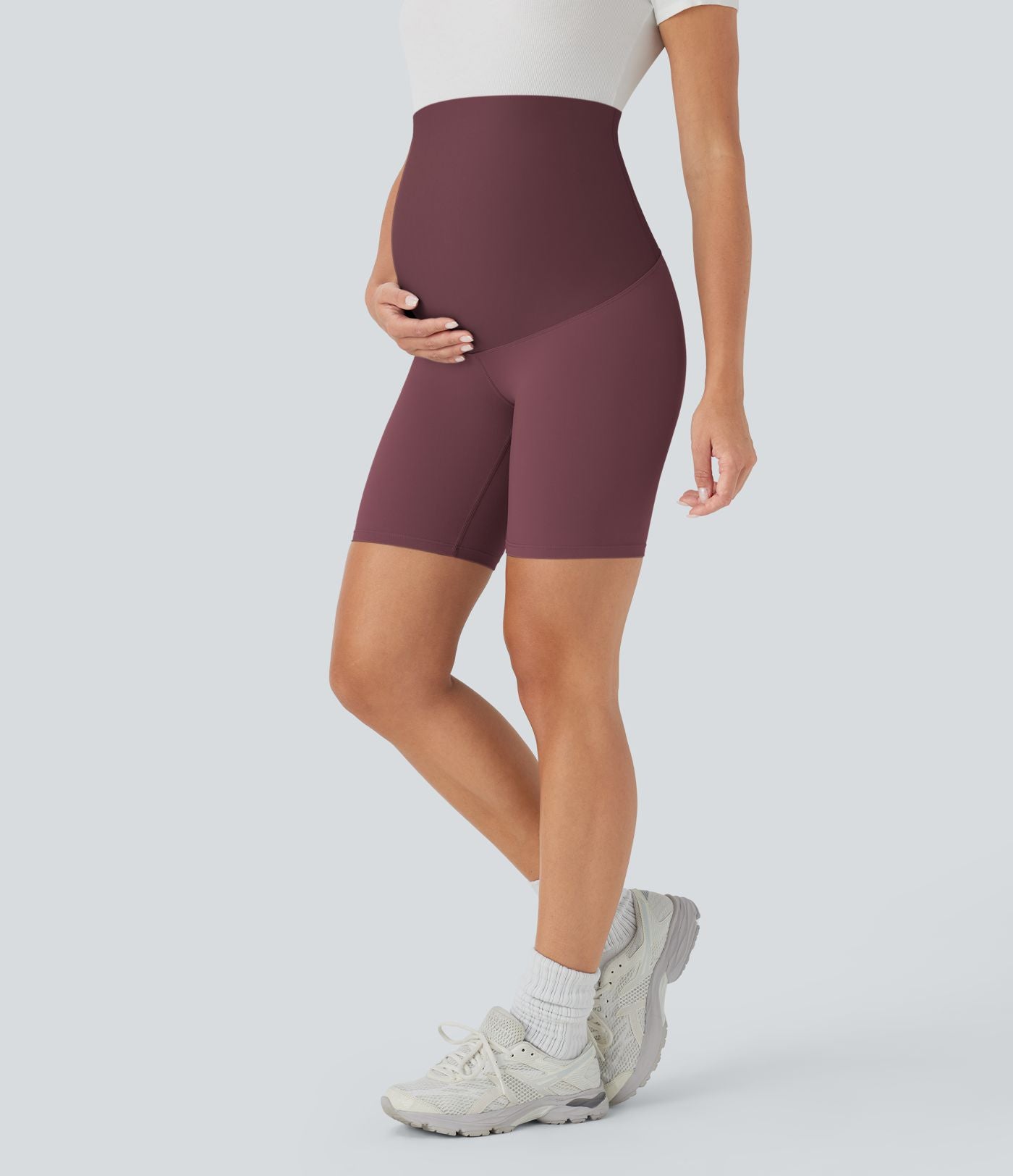 Short cycliste de yoga de maternité Softlyzero™ à taille super haute 17,5 cm-UPF50+