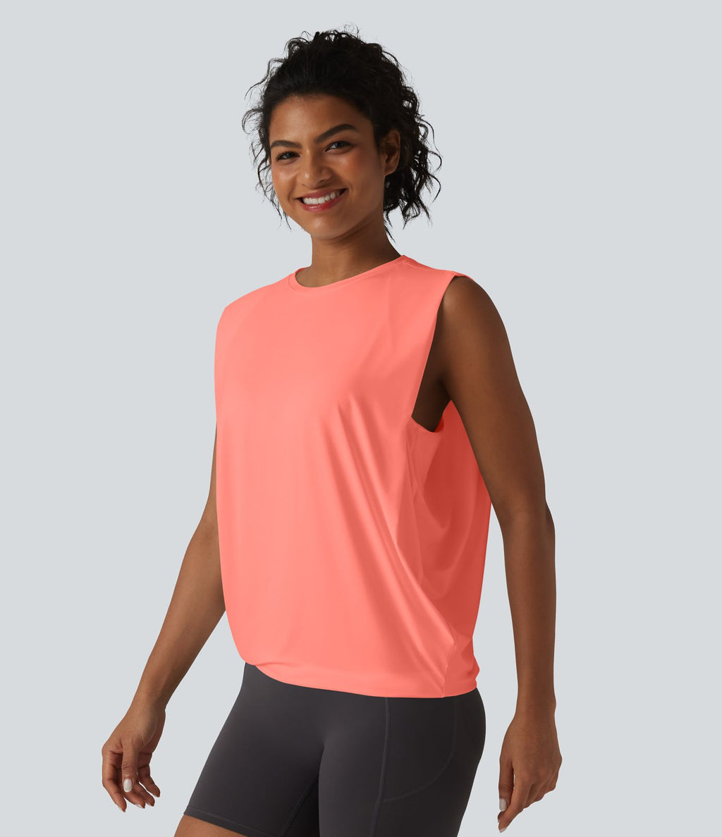 Débardeur de yoga col rond croisé effet frais InstantCool, protection solaire UPF50+