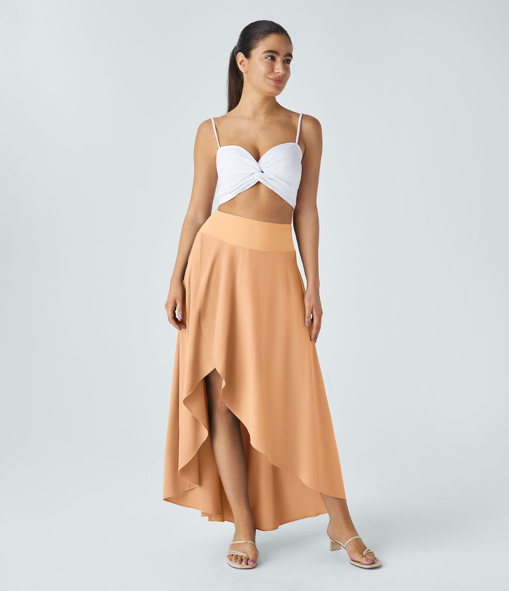 Jupe Longue Casual Breezeful™ Taille Haute à Volants 2en1 Fluide Sèchement Rapide Quotidien Maxi