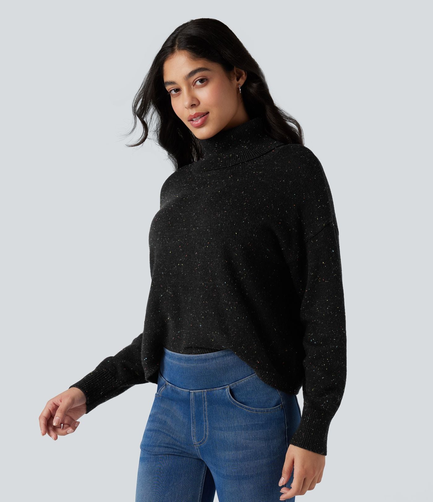 Pull col montant manches longues
