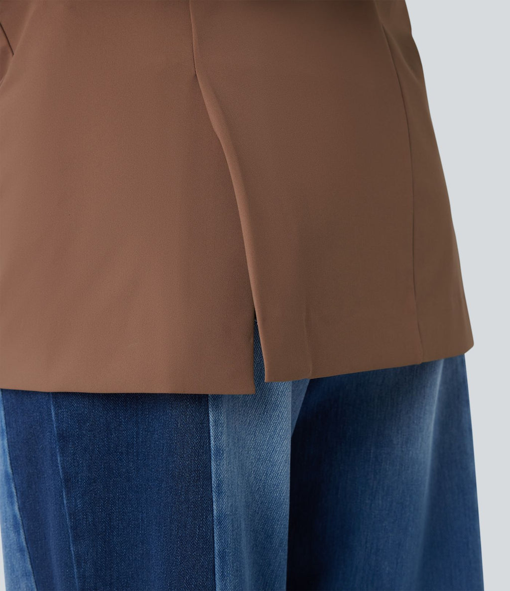 Blazer de travail anti-froissage à col cranté et manches longues avec poches