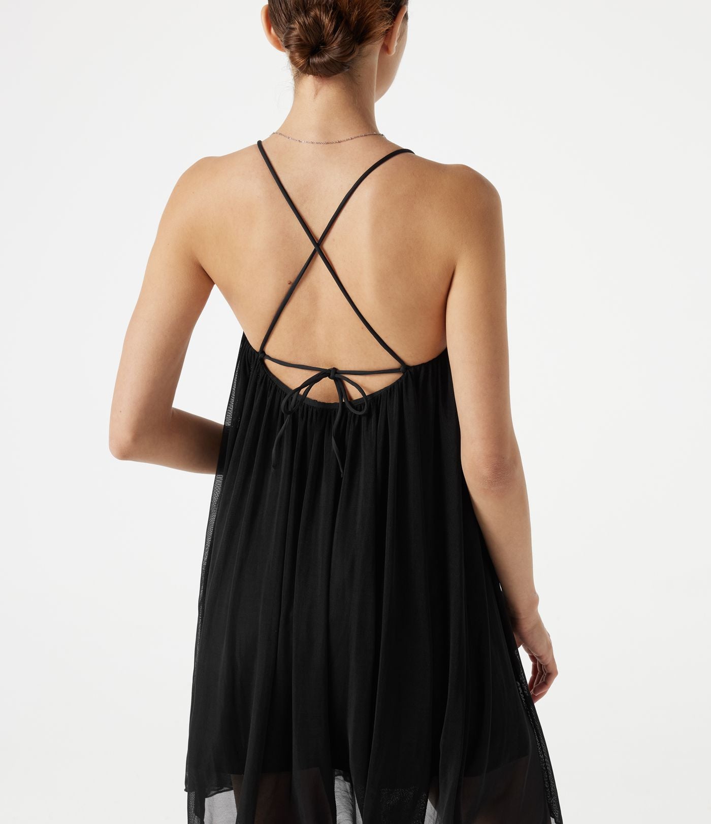 Robe nuisette mini de plage en mesh avec col V et dos noué