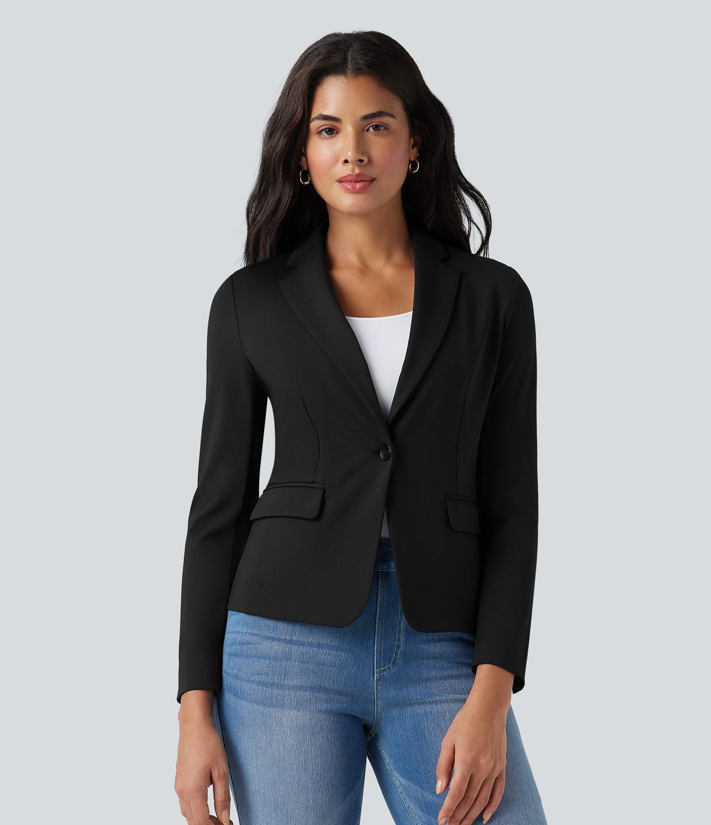 Blazer de travail col cranté à manches longues DayStretch avec poches
