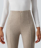 Pantalon  taille haute décontracté évasé côtelé gainant
